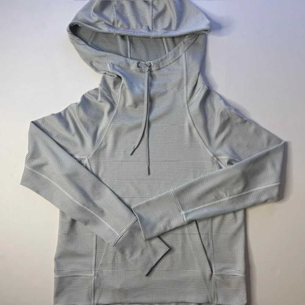 Athleta Small Gray Hoodie Sweatshirt Athletic Cowl Neck Pocket Stretch Yoga - Picture 4 of 8